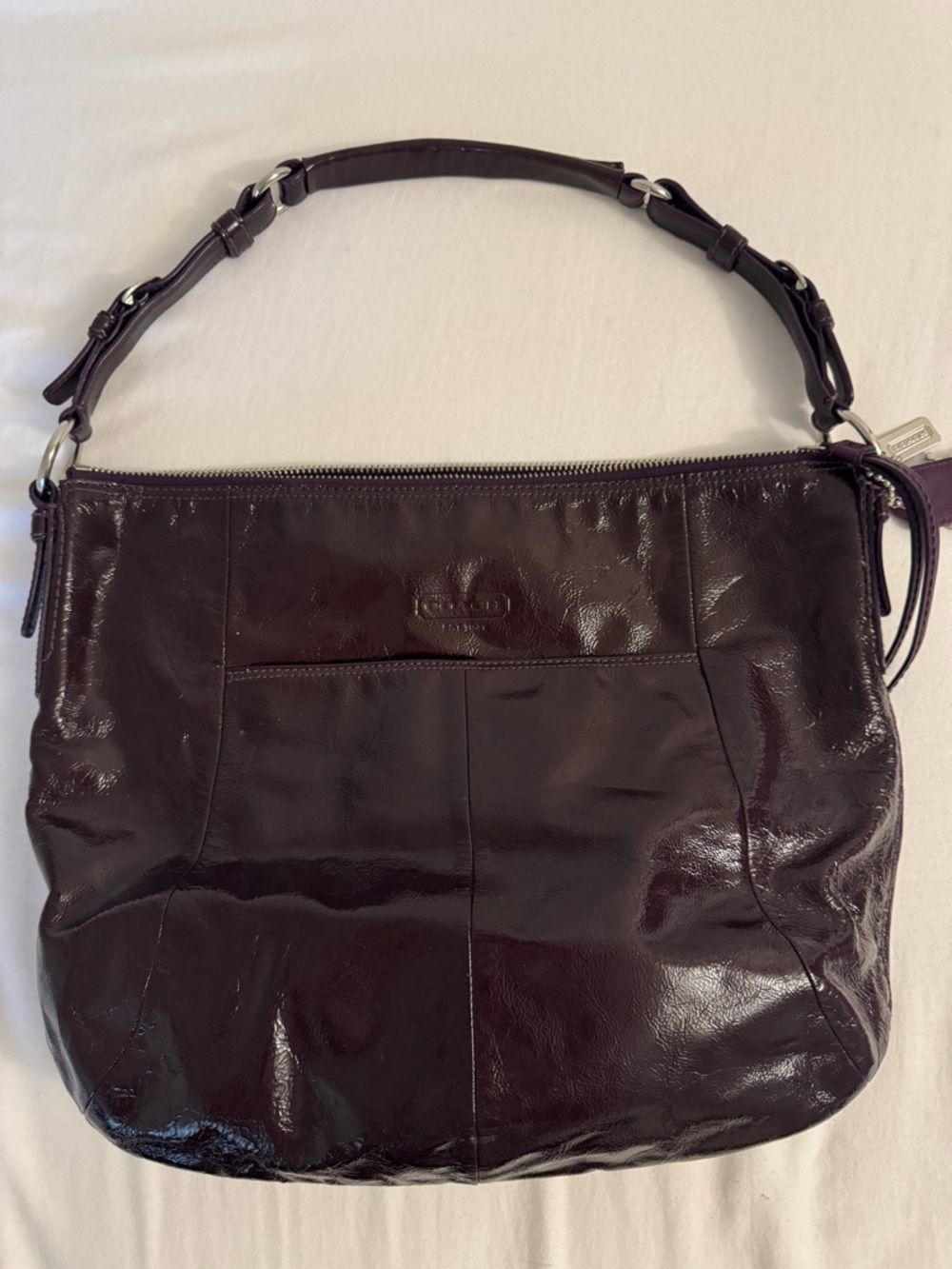 Vintage Coach Deep Plum Patent Leather Shoulder Bag